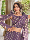 Light Purple Georgette Stitched Lehenga with Metallic Foil Work & Fancy Dupatta