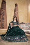 Green Georgette Stitched Lehenga with Pigment Foil Work & Lace Border