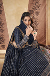 Navy Blue Georgette Stitched Lehenga with Pigment Foil Work & Lace Border