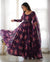 Timeless Black Floral Printed Organza Anarkali Suit – Elegant Wedding & Festive Wear