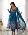 Exquisite Pure Organza Silk Anarkali Set with Dupatta & Pant – A Perfect Festive Ensemble