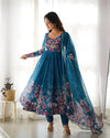 Exquisite Pure Organza Silk Anarkali Set with Dupatta & Pant – A Perfect Festive Ensemble