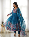 Exquisite Pure Organza Silk Anarkali Set with Dupatta & Pant – A Perfect Festive Ensemble
