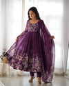 Exquisite Pure Organza Silk Anarkali Set with Dupatta & Pant – A Perfect Festive Ensemble