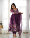 Exquisite Pure Organza Silk Anarkali Set with Dupatta & Pant – A Perfect Festive Ensemble