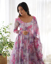 Elegant Lightweight Anarkali Set in Pure Soft Organza Silk – Perfect for Festivities & Weddings