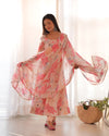 Elegant Multi-Floral Print Anarkali Set in Pure Fox Georgette – Perfect for Summer Weddings