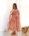 Elegant Multi-Floral Print Anarkali Set in Pure Fox Georgette – Perfect for Summer Weddings