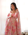 Elegant Multi-Floral Print Anarkali Set in Pure Fox Georgette – Perfect for Summer Weddings