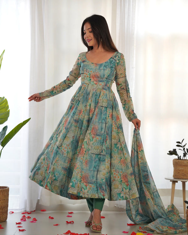 Elegant Organza Silk Anarkali Set – Lightweight & Perfect for Summer Festivities