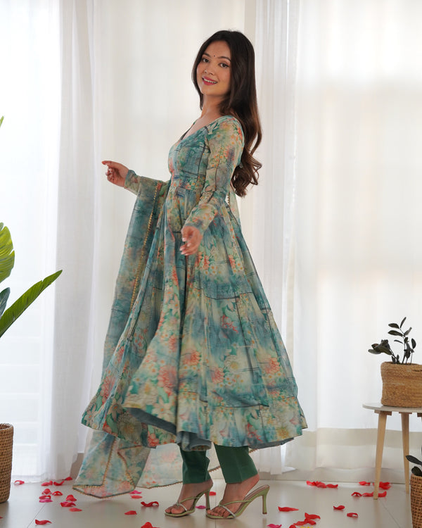 Elegant Organza Silk Anarkali Set – Lightweight & Perfect for Summer Festivities