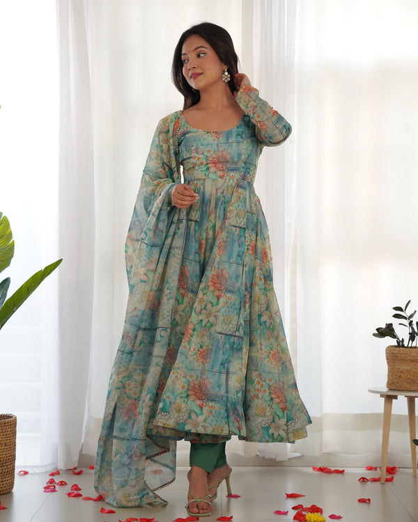 Elegant Organza Silk Anarkali Set – Lightweight & Perfect for Summer Festivities
