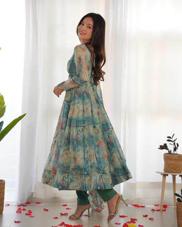 Elegant Organza Silk Anarkali Set – Lightweight & Perfect for Summer Festivities