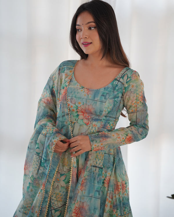 Elegant Organza Silk Anarkali Set – Lightweight & Perfect for Summer Festivities