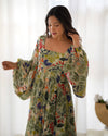 Elegant Floral Print Fox Georgette Maxi – 6-Meter Flair with Balloon Sleeves