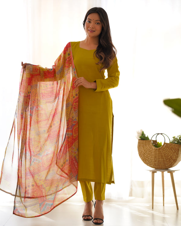 Elegant Viscose Straight Fit Kurta Set – Office & Summer Wear with Dupatta