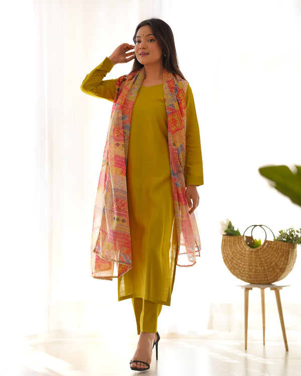 Elegant Viscose Straight Fit Kurta Set – Office & Summer Wear with Dupatta