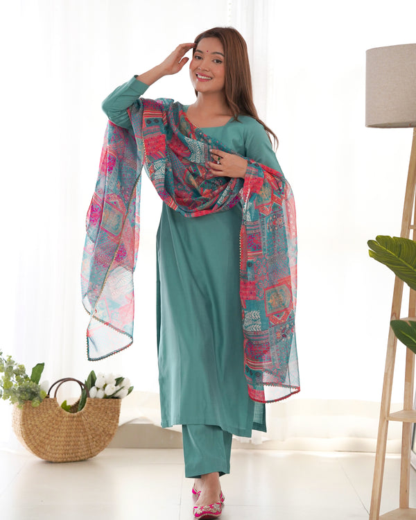 Elegant Viscose Straight Fit Kurta Set – Office & Summer Wear with Dupatta