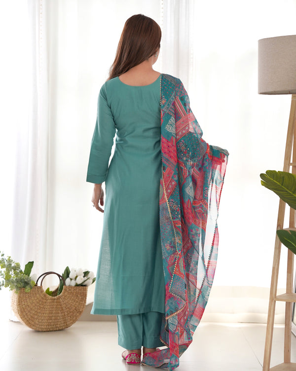 Elegant Viscose Straight Fit Kurta Set – Office & Summer Wear with Dupatta