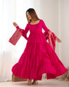 Graceful Roman Silk Chanderi Anarkali Suit – Luxurious Festive & Wedding Wear