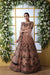 Peach Net Semi-Stitched Gown with Thread Embroidery & Stone Pasting