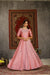 Elegant Pink Taffeta Gown with Metallic Foil Work Semi-Stitched