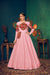 Pink Georgette Gown with Embroidered Work & Waist Belt – Semi-Stitched