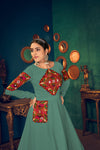 Pista Green Georgette Semi-Stitched Gown – Elegant & Graceful