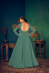 Pista Green Georgette Semi-Stitched Gown – Elegant & Graceful