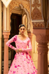 Pink Cotton Gown with Shibori Print & Sequin Embroidery – Grace & Elegance