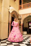 Pink Cotton Gown with Shibori Print & Sequin Embroidery – Grace & Elegance