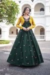Green Cotton Gown with Shibori Print, Sequin Embroidery & Koti Elegant & Stylish