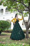 Green Cotton Gown with Shibori Print, Sequin Embroidery & Koti Elegant & Stylish