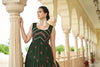 Olive Green Georgette Gown with Shibori Print & Sequin Embroidery Stylish Semi-Stitched Attire