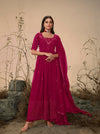 Elegant Blue Georgette Gown with Thread & Sequin Embroidery