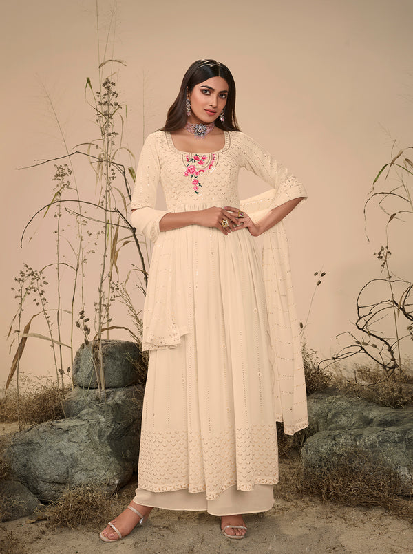 Georgette Anarkali Suit with Thread and Sequin Embroidery