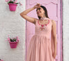 Elegant Peach Georgette Gown with Thread & Sequin Embroidery – XL Size
