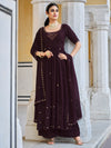 Purple Georgette Anarkali Suit with Thread and Sequin Embroidery