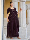 Purple Georgette Anarkali Suit with Thread and Sequin Embroidery