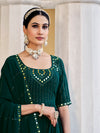 Green Georgette Anarkali Suit with Thread and Sequin Embroidery