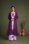Lavender Silk Salwar Kameez with Embroidered Belt