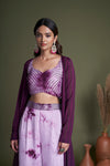 Lavender Silk Salwar Kameez with Embroidered Belt