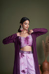 Lavender Silk Salwar Kameez with Embroidered Belt
