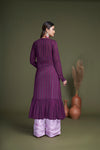 Lavender Silk Salwar Kameez with Embroidered Belt