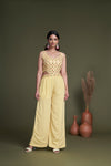 Yellow Weaving Georgette Salwar Kameez with Embroidered Work Belt
