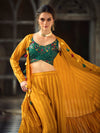 Green Chinon & Weaving Georgette Salwar Kameez