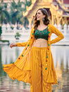 Green Chinon & Weaving Georgette Salwar Kameez
