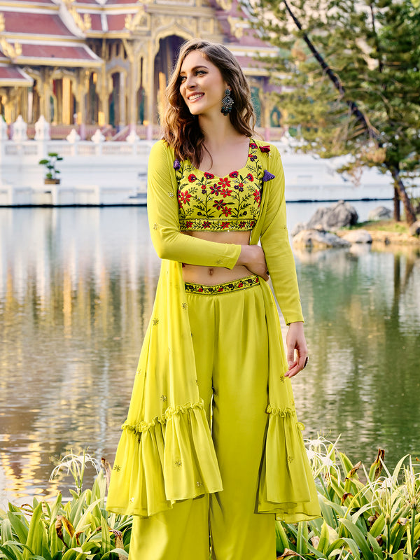 Florescence Georgette Salwar Kameez Embroidered Work Belt