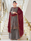 Grey Georgette Anarkali Suit with Exquisite Embroidery