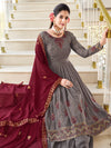 Grey Georgette Anarkali Suit with Exquisite Embroidery
